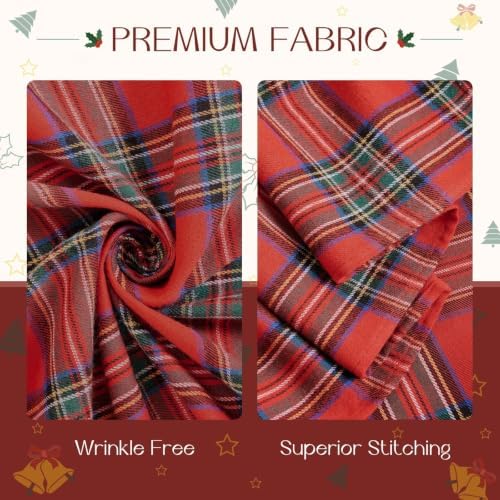 Romanstile Christmas Plaid Ruffled Tablecloth Rectangle, 60x120 Inch Red - Image 4