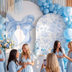 Mindsoft 2 Set Blue Bow Floral Arch Backdrop Cover 7.2ft 6.6ft - Image 4