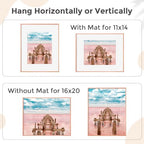 FLYJOE 16x20 Metal Picture Frame For Wall With Mat For 11x14, 16''x20'' Aluminum Photo Frames With Tempered Glass, Minimalist Modern Poster Frame Horizontal And Vertical Formats, Rose Gold - Image 4