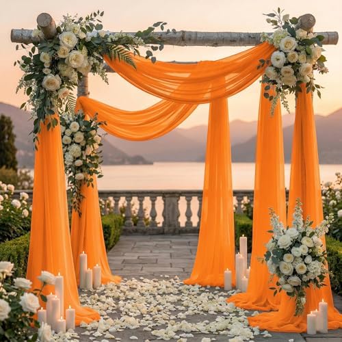 Pack of 1 Wedding Arch Drape Panel Fabric 30" x 100ft - Orange - Image 4
