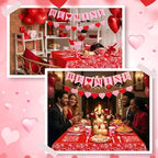 Ziliny 171 Pcs Valentine's Day Party Decorations Serve 24 Red Pink Hearts Paper Plates Napkins Cups Banner Tablecloth Cutlery Valentine Day Anniversary Wedding Baby Shower Party Supplies - Image 6