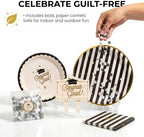 Graduation Celebration, Stylish Tableware Set for 8 Guests – Black/White - Image 5