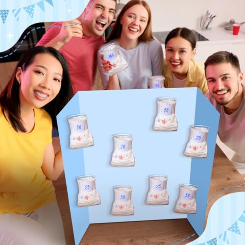 VioraWhite 60 Pcs Funny Baby Shower Diaper Games, Blue - Image 3