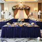 Wish Care 21ft Navy Blue Satin Long Table Skirt for Rectangle Tables Wrinkle Free Teacher Desk Skirt Glitter Ruffle Table Skirting Cloth for Back to School Classroom Office Birthday Party Table Decor by WishCare