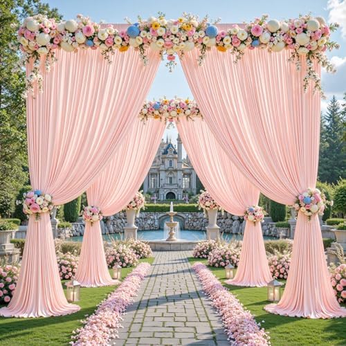 16x10FT Pale Pink Backdrop Curtains for Wedding Parties, Wrinkle Free Polyester Photography Backdrop Drapes for Wedding Baby Shower Birthday Parties Stage Background Stand Decorations 4x10ft,4 Panels - Image 6