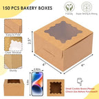 TOMNK 150pcs Small Cookie Boxes with Window, 4x4x2.5In Cookie Packaging - Image 2