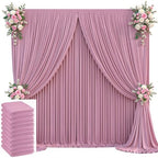 50x10ft Dusty Pink Backdrop Curtain for Wedding Parties Wrinkle Free Fabric Pink Drapes Backdrop Decoration for Baby Shower Birthday Photography Decoration 10 Panels, 5ft x 10ft by Gogoparti