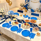 200pcs Disposable Royal Blue Plastic Party Plates and Napkins for Birthday - Image 5