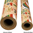 RUSPEPA Kraft Wrapping Paper Roll - Birthday Theme Design Great for Birthday, Party, Baby Shower Wrap - 24Inch X 100Feet - Image 7