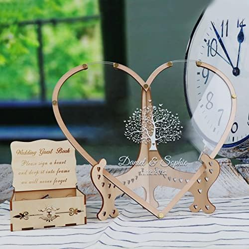 Wedding Guest Book Alternative,with Box and Small Hearts,Personalized Tree Heart Drop Guest Sign for Rustic Wedding Decorations,Anniversary and Birthday(style8, Heart) - Image 6