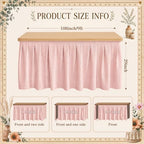 Tingjoo Pastel Pink 9 ft X 30'' Teacher Desk Skirts Linen Textured Desk Tablecloth Skirts Pleated Office Decor Back to School Supplies for Classroom School Office Rectangular Round Table Cover - Image 3