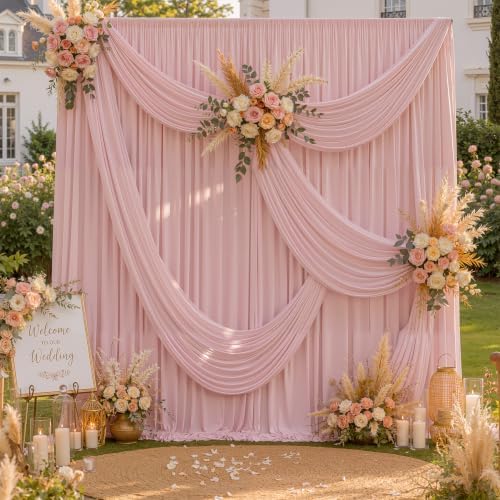 20ft×10ft Wrinkle Free Dusty Pink Backdrop Curtain for Parties by ENJOYYOURPARTY