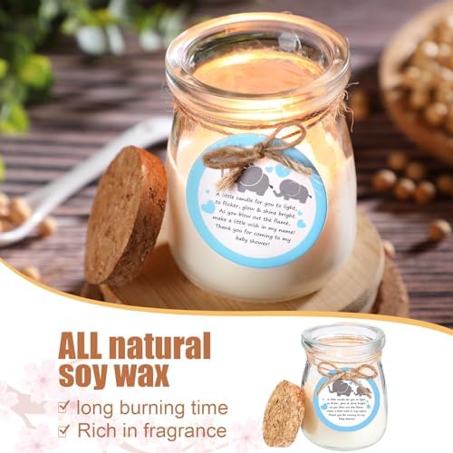 Threlaco 20 Pcs Elephant Baby Shower Favor Candle Glass Jar - Image 3