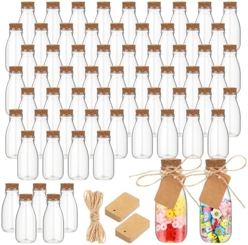 Roshtia 72 Pcs 4oz Plastic Potion Bottles with Cork Lids Clear Mini Jars by Roshtia