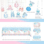 Gone Fishing Gender Reveal Decorations Tableware Set, 177 PCs Fish He or Fish She Supplies with Plates, Napkins, Forks, Banner, Tablecloth for Baby Shower Party, Serves 24 Guests - Image 3