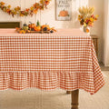 Romanstile Fall Gingham Ruffled Tablecloth Rectangle, 60 x 120 Inch Orange by Romanstile