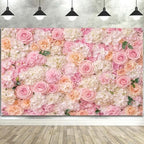 9x6ft Pink & Peach Floral Wall Backdrop, Blush Rose Hydrangea Flower Photography Background for Wedding, Bridal Shower, Baby Shower & Photo Booth Props by Uokiuki