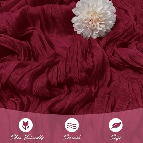 15 Pack Burgundy Cheesecloth Table Runner 17 x 108 inch Cheese Cloth Table Runners 9ft Burgundy Table Runner Rustic Romantic Sheer Gauze Runner for Wedding Party Baby Shower Table Decoration - Image 5