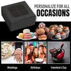 100 pcs Black Mini Truffle Box for 4 Treats with Window and Dividers, Bakery Boxes, 3.5 x 3.5 x 1.57 Inches VERY SMALL Baking Boxes for 4 Treats, Square Truffles Box for Gift Giving - Image 5