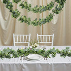 MAKHOT 2pcs Artificial Eucalyptus Garland, 5.9FT Greenery Garland Flower Spring Summer Green Garlands Vines Decoration, Fake Silver Dollar Eucalyptus Leaves Vines for Table Home Wedding Party Decor - Image 2