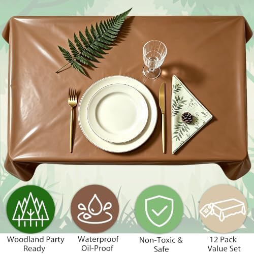 12 Pack Woodland Round Plastic Tablecloth (Woodland-Rectangle) - Image 4