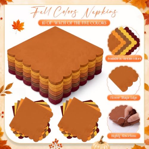 Zhehao 150 Pcs Autumn Paper Plates Napkins Serves 50 - Image 5