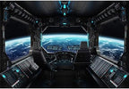 8x6ft Spaceship Station Interior Backdrop Outer Space Earth Futuristic Spacecraft Cabin Decorations Background Galaxy Universe Science Fiction Astronaut Adventure Birthday Banner Photo Booth - Image 3