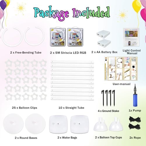 AerWo Lighted Balloon Arch Kit, Half Curved Balloon Arch Stand with Base - Image 4