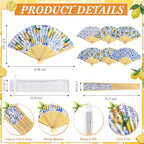 Briwooody 48 Set Amalfi Coast Lemon Hand Folding Fan with Organza Bag Bulk - Image 2