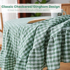 Green White Gingham Ruffled Table Cloth Rectangular 102"x60" - Image 5