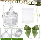 Chuangdi 12 Sets 48 Pcs Baptism Favors for Guests Crystal Candy Bowl Gifts with 12 Pcs Cross Rosary for Baptism Decorations Wedding Baby Shower Supplies First Communion Party(Green) - Image 3