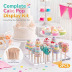 Geetery Cakesicle Stand Display Acrylic Cake Pop Stand Reusable Cake Pop Holder Clear Lollipop Holder and 100 Pcs Wood Ice Cream Sticks for Birthday Wedding Baby Shower Parties Dessert Table - Image 4
