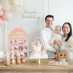 Wood First Year Monthly Photo Board for Girls - Bow Theme Birthday Decorations, My First Year Milestone Board, 12 Months Photo Display, Ribbon Bow Party Decor - Image 5