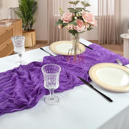 12 Pack 10Ft Dark Purple Cheesecloth Table Runner 23 x 120 Inch - Image 6