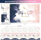 144 PCs Navy Blue and Pink Gender Reveal Decorations, Hombae Boy or Girl Gender Reveal Decorations What Will Baby Be Backdrop Balloon Banner Tablecloth Cake Cupcake Topper Boxes Cutout Poster Sash - Image 5