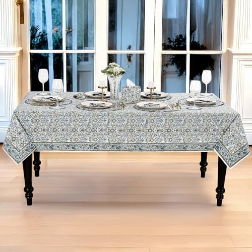 Ridhi Indigo Hand Block Print 100% Cotton Tablecloth 118x70 Inch Rectangle - Image 7