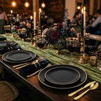 I00000 150Pcs Black Plastic Plates, Heavy Duty Black Plates for 30 Guests - Image 6