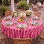 Tudomro Striped Tablecloth, Round, Red, Pink, 60'' X 60'' - Image 6