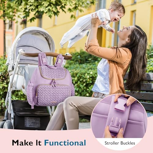 mommore Diaper Bag Backpack, Stylish Mini Travel Bag with Changing Pad - Image 2