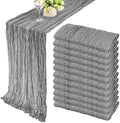 35x72 Inch Gray Cheesecloth Table Runner Rustic Boho Wedding Party Decor by Fivenl