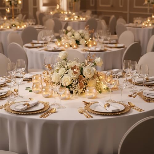 32Pcs Gold Votive Candle Holders | Polka Dot Round Glass | Wedding Decor - Image 2