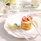 Goodluck 300PCS White Gold Plastic Silverware Set for 100 Guests - Image 2