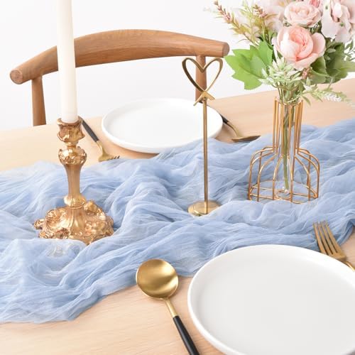 Blue Cheesecloth Table Runner Fall Wedding Birthday Party Decor 10 Pack - Image 4