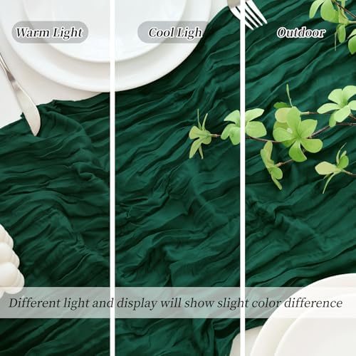 18 Pack Dark Green Cheesecloth Table Runner 21.5x120 Inch,Semi Sheer Boho Gauze Cheese Cloth Fabric Table Runners 10 FT Long for Wedding Party Baby Shower Birthday Home Decor - Image 5