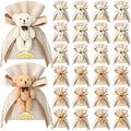 Shinylin 24 Pcs Bear Gift Bag Bulk for Baby Shower Guest Favor 5.3 x 7.1 Inches Candy Cute Plush Bear Drawstring Bag with Bow Thank You Acrylic Sign for Baby Boy Girl Party Decorations(Beige) by Shinylin