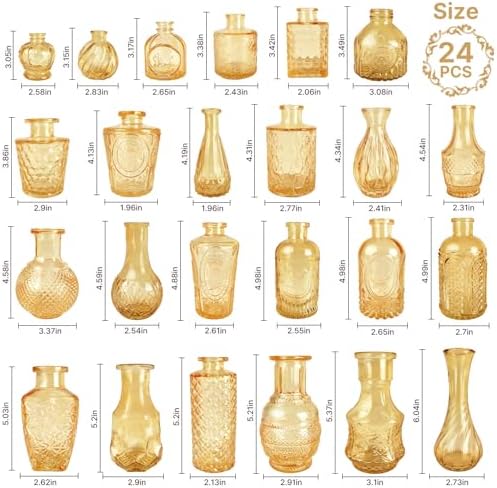 Clear Topaz Glass Bud Vase Set of 24 Pcs,Small Bud Vases in Bulk,Glass Crystal Flower Vases Table Centerpieces for Party Event Wedding Decor Baby Shower Decorations (Topaz, 24 Pcs) - Image 6