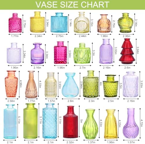 36 Pack Colorful Glass Bud Vase Set, Small Colored Vintage Vases - Image 2
