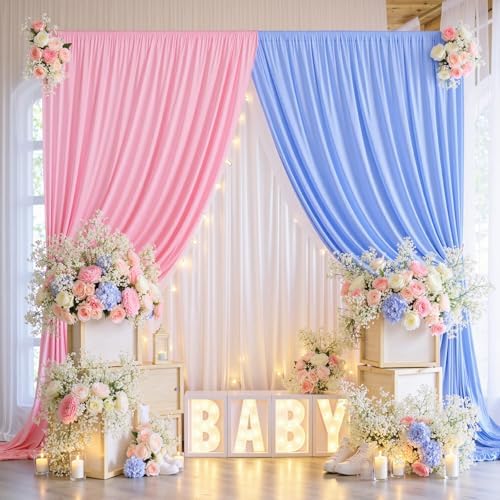 30ft x 8ft Wrinkle Free Pink Backdrop Curtain for Parties, 6 Panels 5×8ft Silky Polyester Light Pink Photo Backdrop Drapes Back Drop Cloth for Girl Party Birthday Wedding Gender Reveal Photography - Image 3