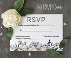 50 Blank RSVP Cards with White Envelopes-Floral Style Response Card-RSVP for Wedding-Rehearsal Dinner-Baby Shower-Bridal Shower-Engagement Party Invitations - Image 3