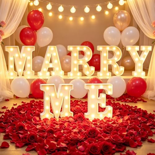 Pooqla Marry Me Light up Letters, Will You Marry Me Sign for Proposal by Pooqla